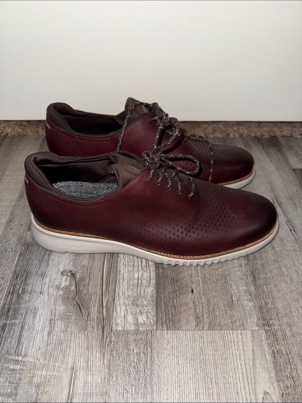Cole Haan Men's Burgundy Leather Lace-Up Casual Sneakers